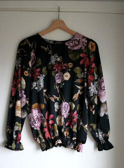 Blouse bloemenprint zwart