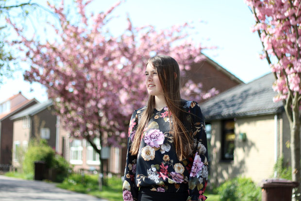 Blouse bloemenprint zwart